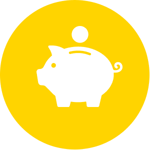 a piggy bank icon in a yellow circle